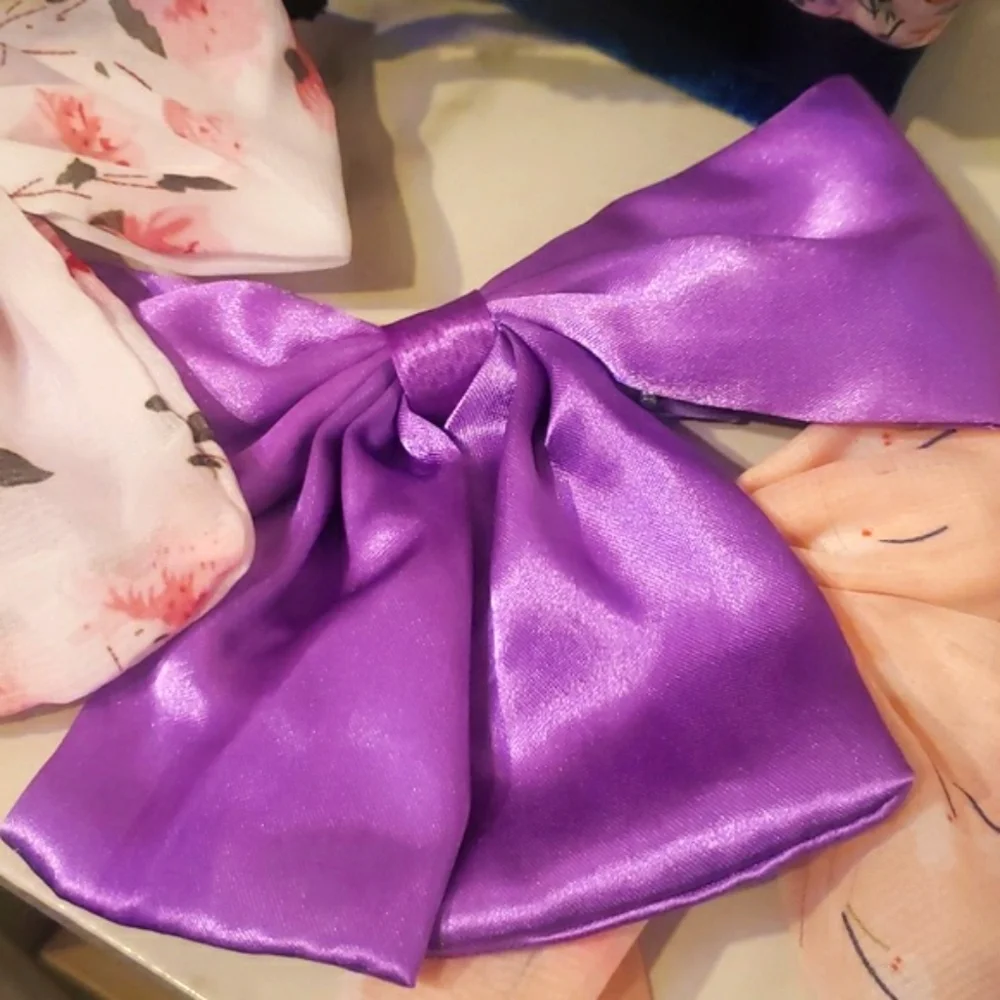 5-Piece Floral Hair Bow Clip Set – Pink, Purple & Lilas